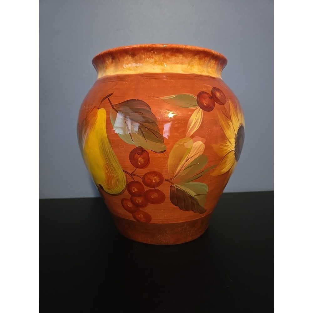 Pamela‎ Gladding Certified Int'l Botanical Harvest Pear Grapes Sunflower Vase